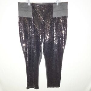 ELOQUII Black Sequin Front High Waisted Leggings Pants Plus Size 20